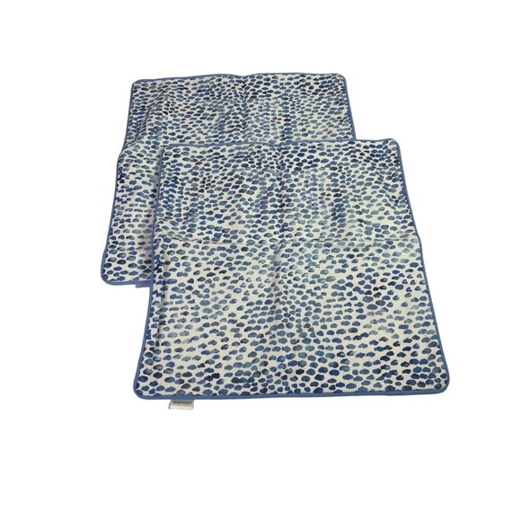Set of 2 Blue printed watercolor dots pillow cover 18"x18" -NEW - Picture 2 of 6